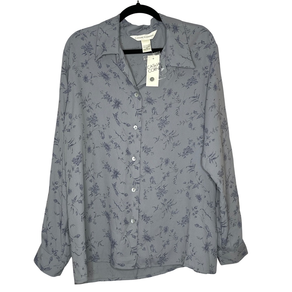 Casual Corner NWT‎  Floral Button Down Blouse Long Sleeve Career Top Size 14